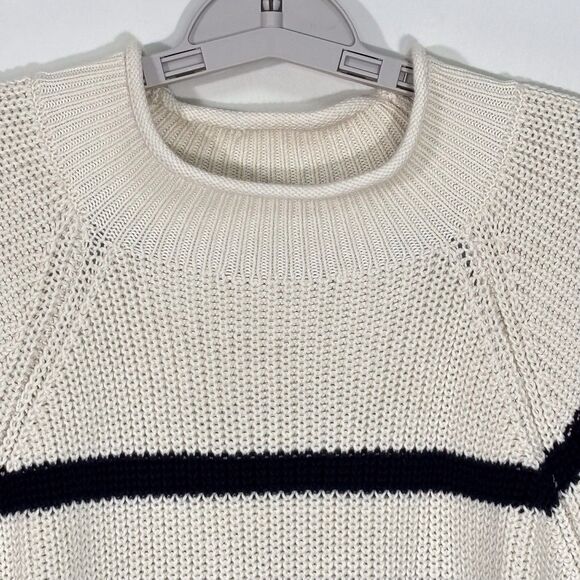 Talbots Cotton Shaker Stitch Roll Neck Sweater Navy Blue Stripe Womens 2X Petite - Picture 5 of 7